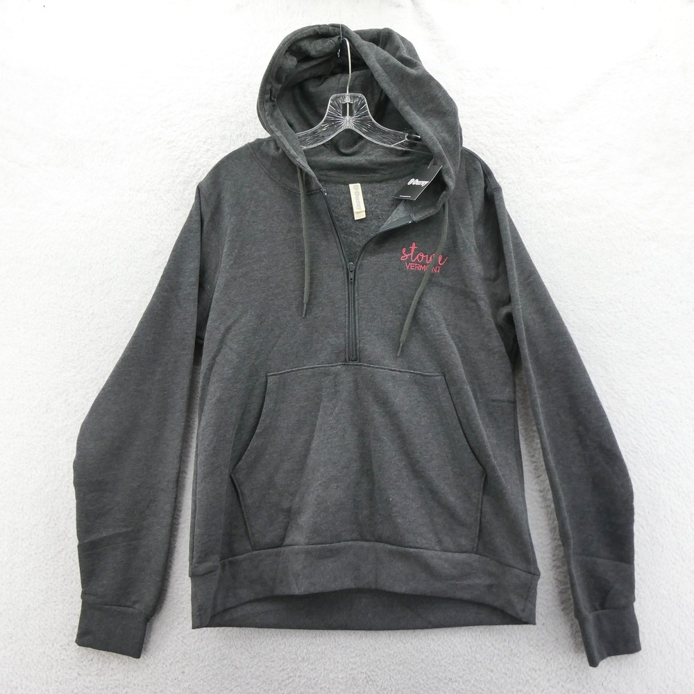 Ouray Hoodie Women Medium Stowe Vermont Charcoal Gray Quarter Zip Fleece Cotton